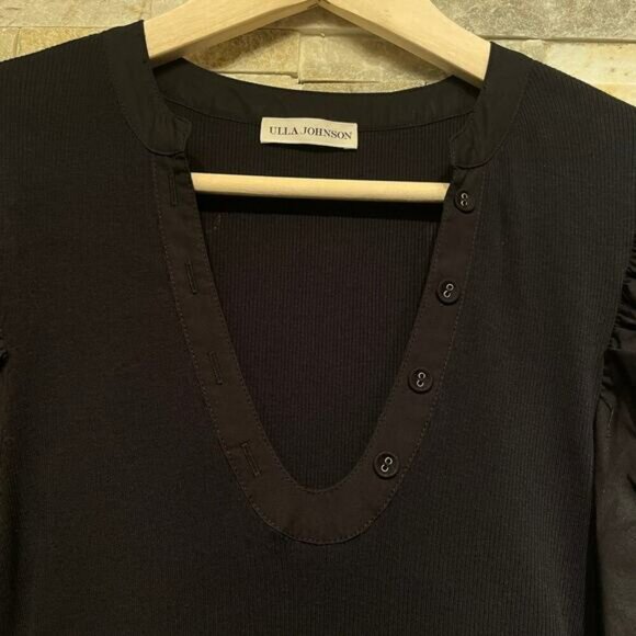 RARE Ulla Johnson Little Black Dress Amiri, S | Puff Sleeves, Tiered Mini $690 - Picture 5 of 6